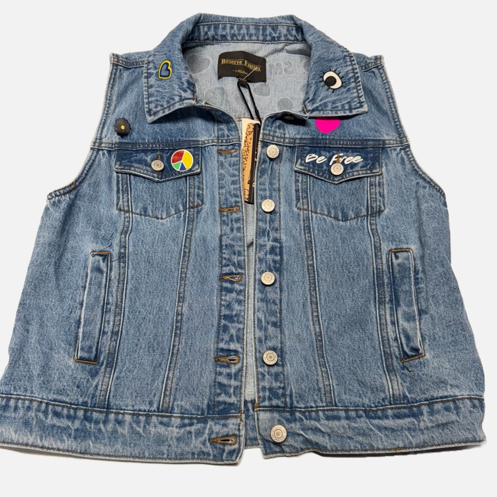 Reserve Fairfax | Groovy Embellished Denim Vest NWT